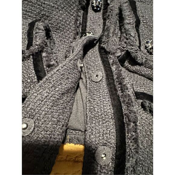 Cinq Á Sept Christic velvet trim Bouclé cotton tweed jacket 8 - Picture 7 of 16